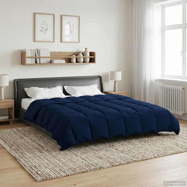vidaXL Duvet complet toute l'ann&eacute;e Bleu fonc&eacute; 200 x 240 cm Microfibre