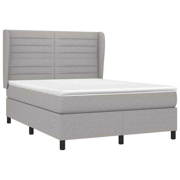 vidaXL Sommier &agrave; lattes de lit avec matelas Gris clair 140x190cm Tissu