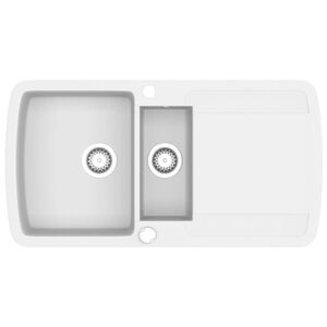 vidaXL &Eacute;vier de cuisine Granit Double lavabo Blanc