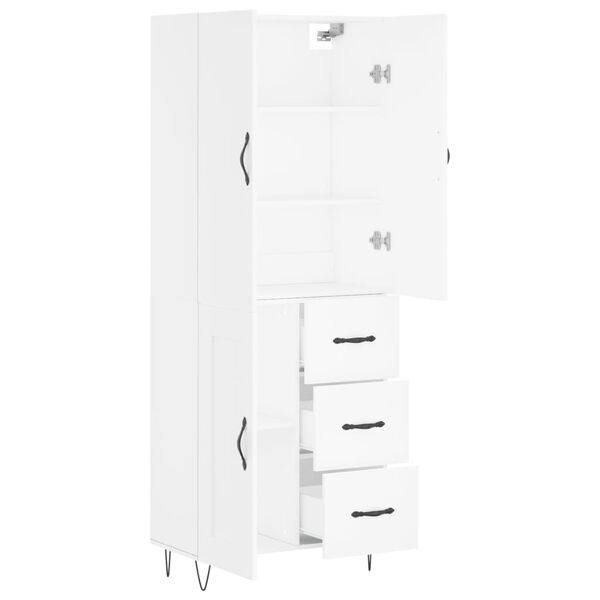 vidaXL Buffet haut Blanc 69,5x34x180 cm Bois d'ing&eacute;nierie