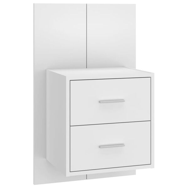 vidaXL Table de chevet murale Blanc brillant