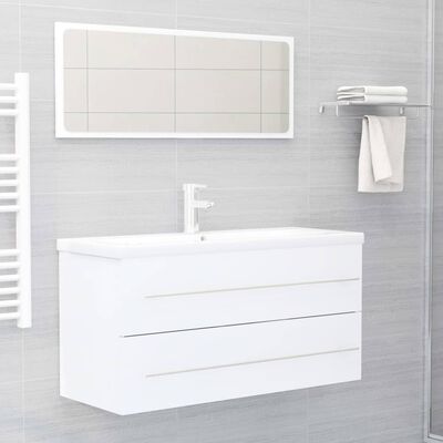 vidaXL Ensemble de meubles de salle de bain 2 pcs Blanc Aggloméré