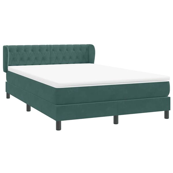 vidaXL Sommier &agrave; lattes de lit et matelas vert fonc&eacute; 140x220cm velours