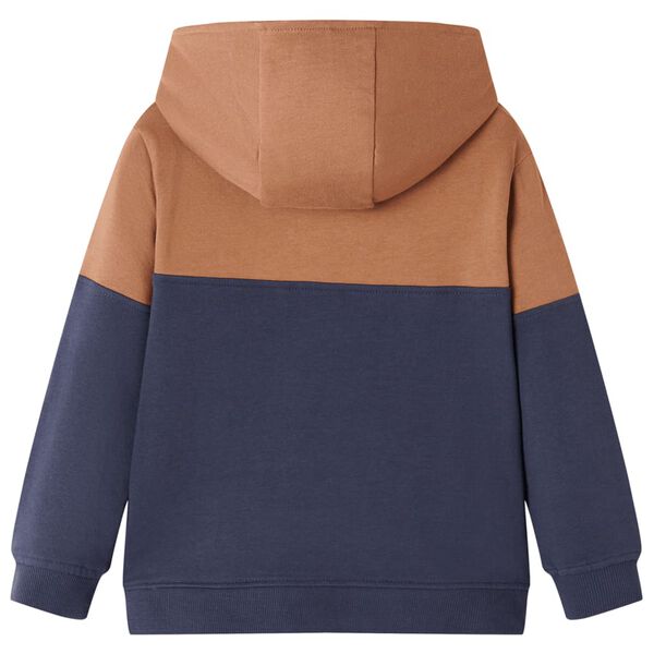 Sweat &agrave; capuche enfants demi-fermeture &eacute;clair anthracite et cognac 104