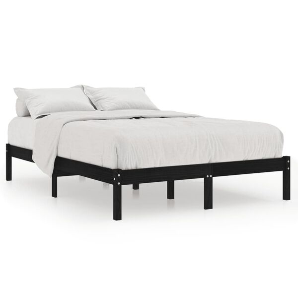 vidaXL Cadre de lit sans matelas noir bois massif 140x200 cm