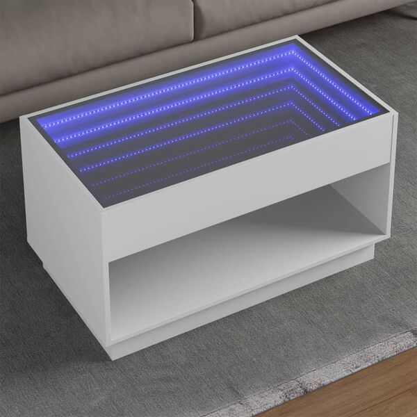 vidaXL Table basse avec LED infini blanc 90x50x50 cm