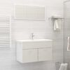 vidaXL Ensemble de meubles de salle de bain Blanc brillant Agglom&eacute;r&eacute;
