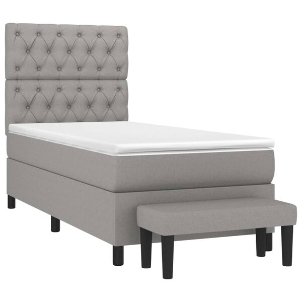 vidaXL Sommier &agrave; lattes de lit avec matelas Gris clair 80x200 cm Tissu