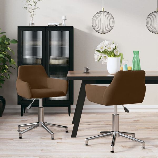 vidaXL Chaises pivotantes &agrave; manger lot de 2 Marron Velours