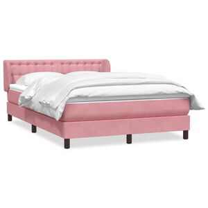 vidaXL Sommier &agrave; lattes de lit avec matelas rose 160x220 cm velours