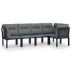 vidaXL Salon de jardin 5 pcs noir et gris r&eacute;sine tress&eacute;e