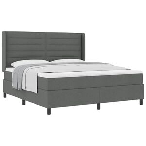 vidaXL Lit &agrave; ressorts avec matelas Gris fonc&eacute; 180 x 200 cm tissu