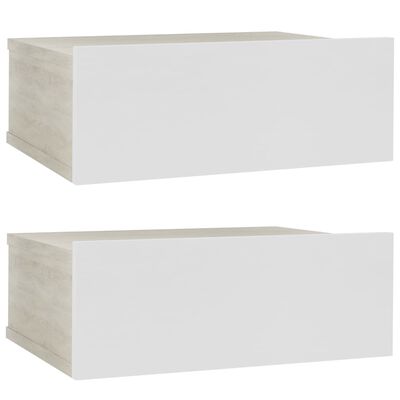 vidaXL Tables de chevet flottantes 2 pcs Blanc chêne sonoma 40x30x15cm | vidaXL.fr