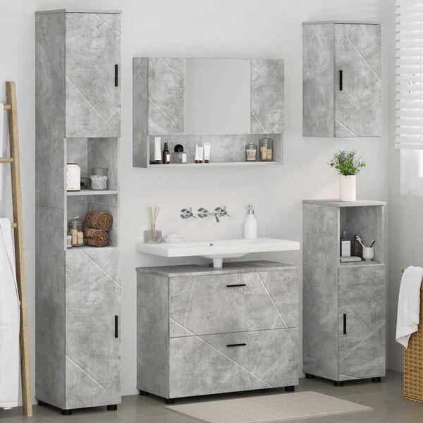 vidaXL Ensemble de mobilier de salle de bain 5 pcs Gris b&eacute;ton