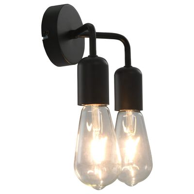 vidaXL Lampe murale avec ampoules à filament 2W Noir E27
