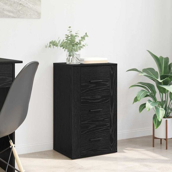 vidaXL Buffet avec tiroir Ch&ecirc;ne noir 40 x 33 x 70 cm Bois d'ing&eacute;nierie