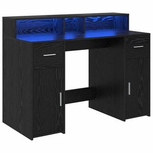 vidaXL Bureau avec porte Ch&ecirc;ne noir 120 x 55 x 91 cm Bois d'ing&eacute;nierie