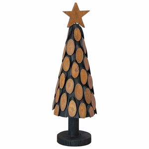 vidaXL Sapin de No&euml;l avec support Marron 61 cm Bois de teck solide