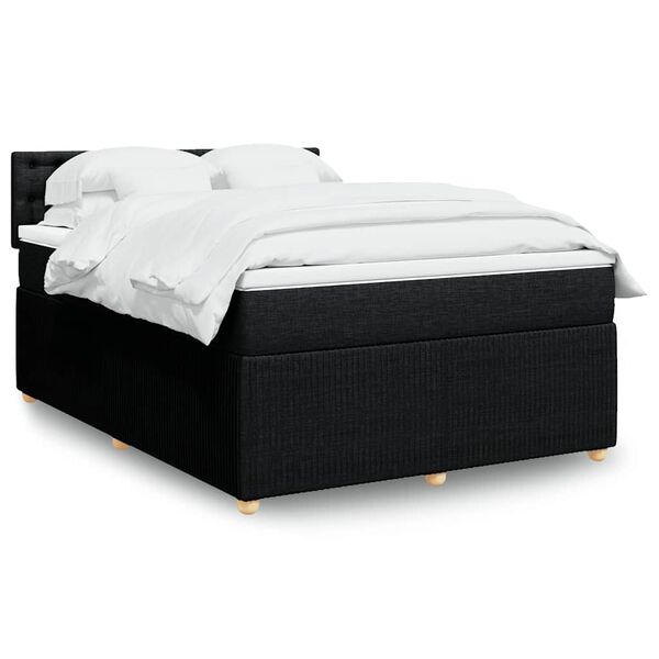 vidaXL Sommier &agrave; lattes de lit avec matelas Noir 160x200 cm Tissu