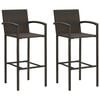 vidaXL Tabourets de bar lot de 2 marron r&eacute;sine tress&eacute;e