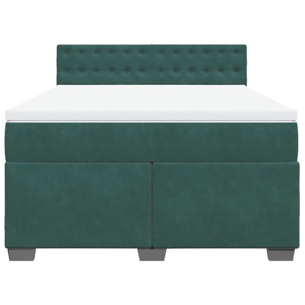 vidaXL Sommier &agrave; lattes de lit et matelas Vert fonc&eacute; 140x190cm Velours