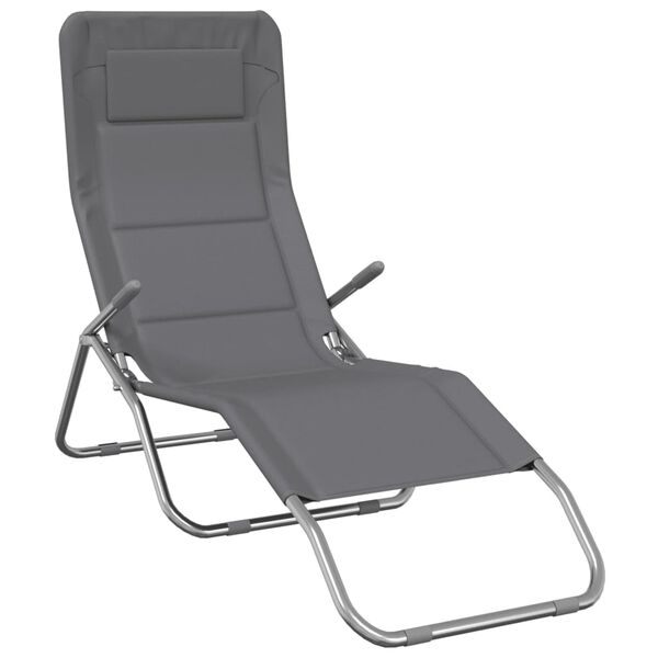 vidaXL Chaises longues pliables lot de 2 gris textil&egrave;ne et acier