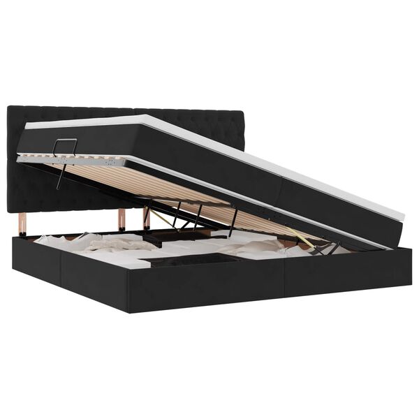 vidaXL Lit avec rangement et LED avec LED Noir 200 x 200 cm Velours