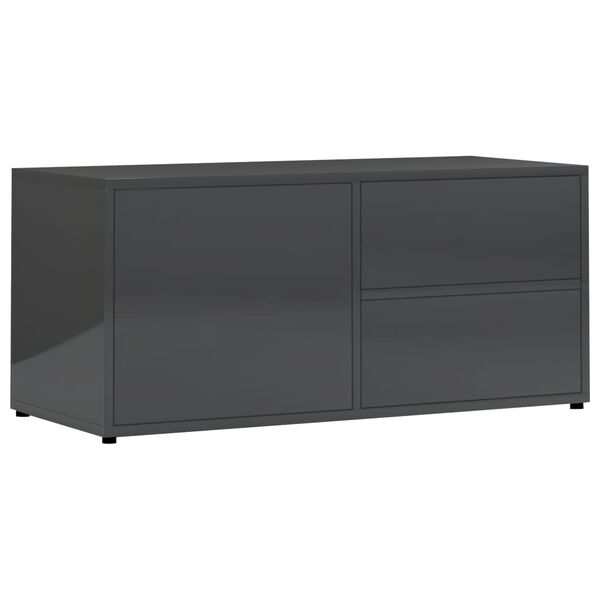 vidaXL Meuble TV Gris brillant 80x34x36 cm Bois d'ingénierie