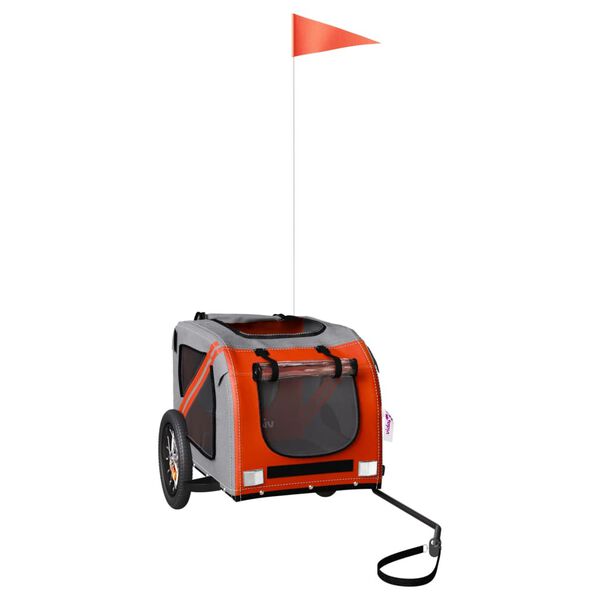 vidaXL Remorque de v&eacute;lo pour animaux de compagnie orange et gris