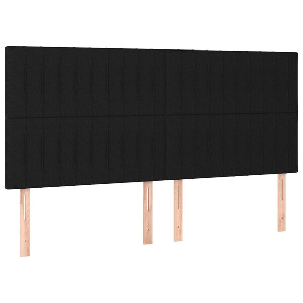 vidaXL T&ecirc;te de lit &agrave; LED Noir 200x5x118/128 cm Tissu