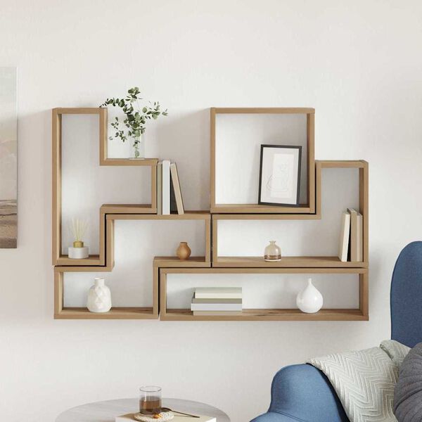 vidaXL Cube mural chêne artisanal 96 x 12 x 64 cm Bois d'ingénierie