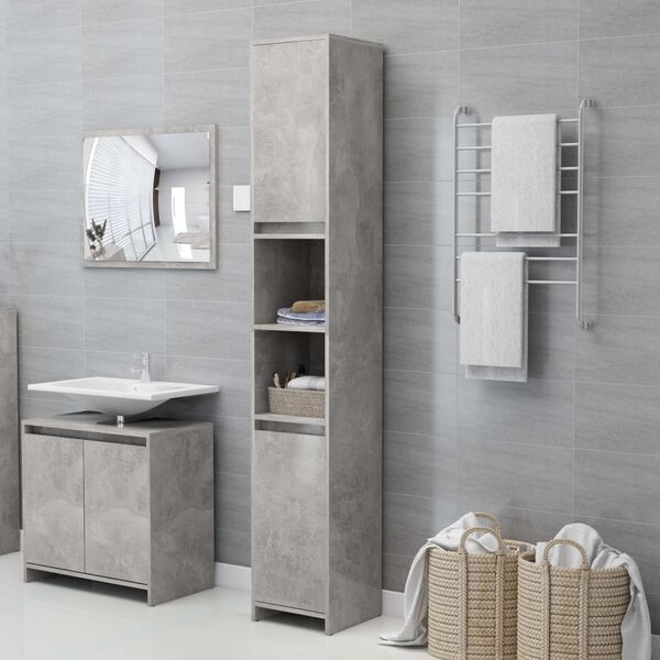 vidaXL Armoire de salle de bain Gris b&eacute;ton Bois d'ing&eacute;nierie