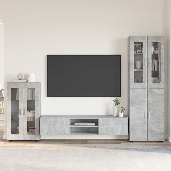 vidaXL Ensemble meuble TV FLORIN Gris b&eacute;ton Bois d'ing&eacute;nierie