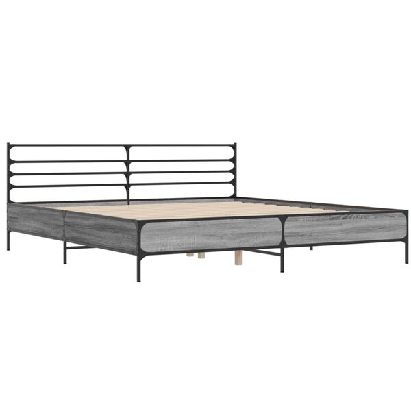 vidaXL Cadre de lit sans matelas sonoma gris 200x200 cm