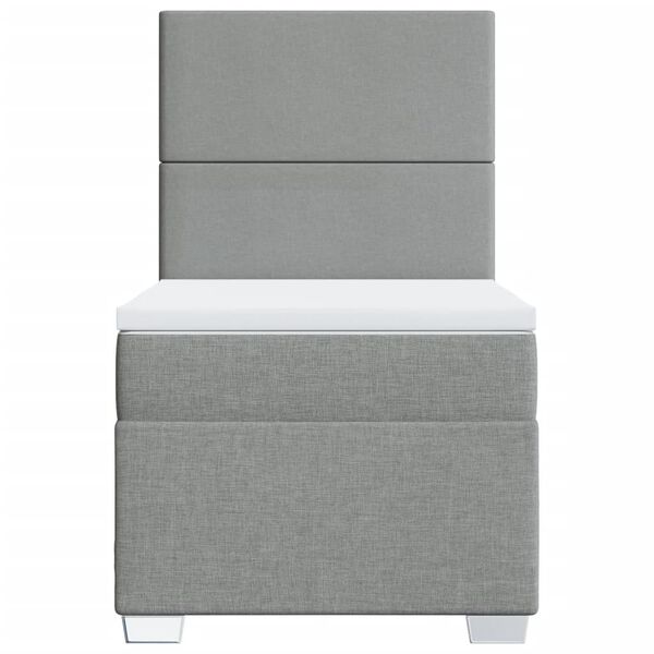 vidaXL Sommier &agrave; lattes de lit avec matelas Gris clair 100x200cm Tissu