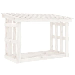 vidaXL Support pour bois de chauffage Blanc 108x64,5x77 cm Bois de pin