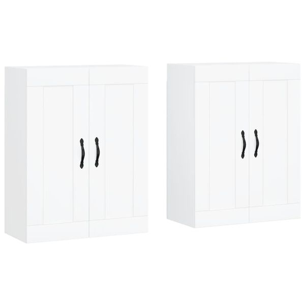 vidaXL Armoires murales 2 pcs blanc bois d'ing&eacute;nierie