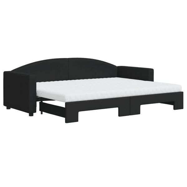 vidaXL Lit de jour avec lit gigogne et matelas noir 80x200 cm tissu