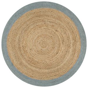 vidaXL Tapis fait &agrave; la main Jute avec bord vert olive 120 cm