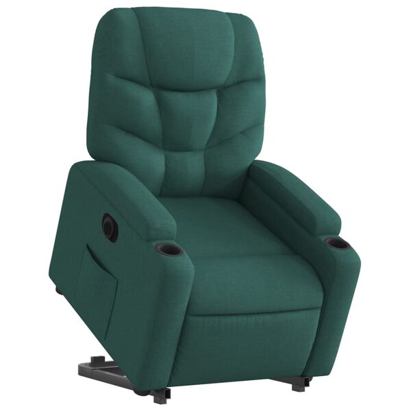 vidaXL Fauteuil inclinable électrique vert foncé tissu