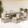 vidaXL Ensemble &agrave; manger de jardin et coussins 9 pcs beige Poly rotin