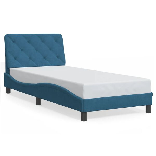 vidaXL Lit avec matelas bleu 90x190 cm velours