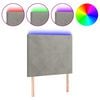 vidaXL T&ecirc;te de lit &agrave; LED Gris clair 100x5x118/128 cm Velours