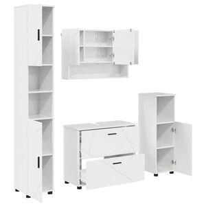 vidaXL Ensemble de mobilier de salle de bain 4 pc Blanc brillant