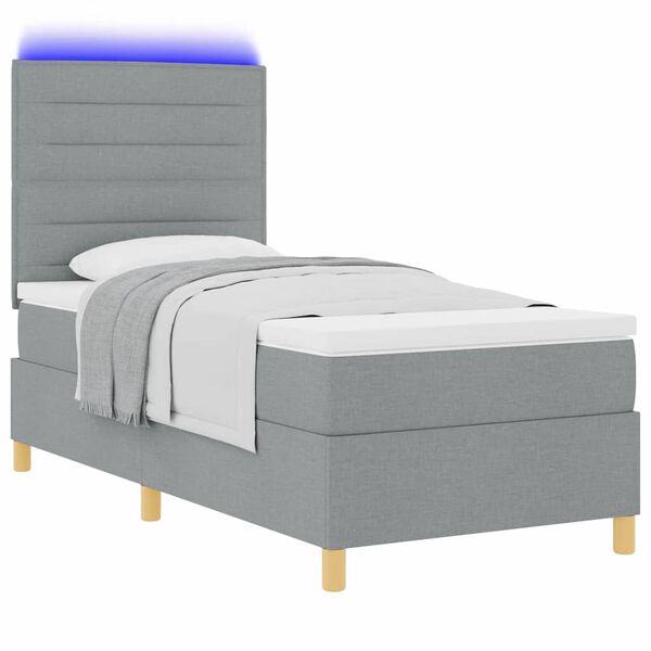 vidaXL Lit à ressorts avec matelas Gris clair 100 x 200 cm tissu