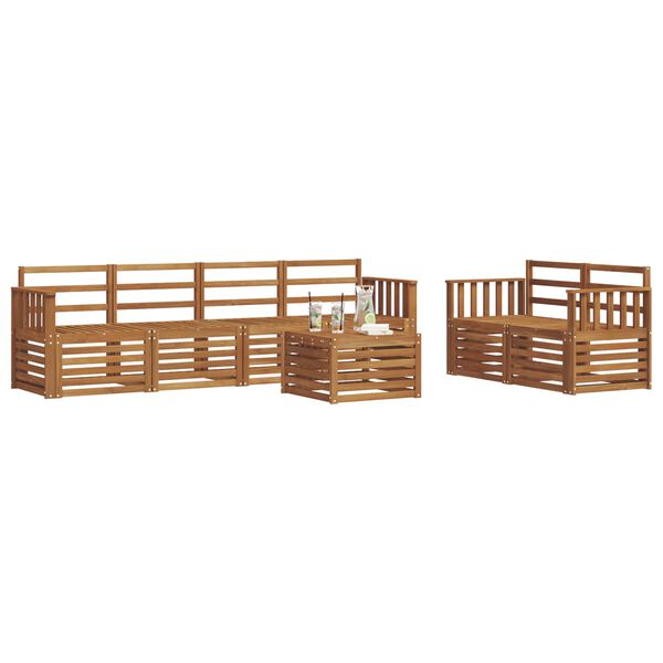 vidaXL Ensembles de canap&eacute;s 7 pcs Naturel Bois d'Acacia Massif