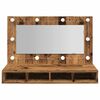vidaXL Armoire à miroir avec LED vieux bois 90x31,5x62 cm