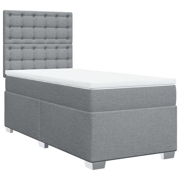 vidaXL Sommier &agrave; lattes de lit avec matelas Gris clair 90x200 cm Tissu