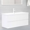 vidaXL Ensemble de meubles de salle de bain Blanc brillant Agglom&eacute;r&eacute;