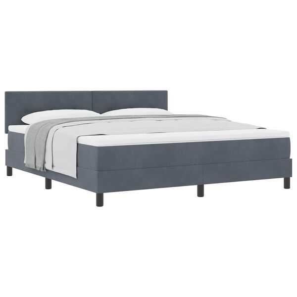 vidaXL Lit &agrave; ressorts avec matelas Gris fonc&eacute; 180 x 200 cm tissu